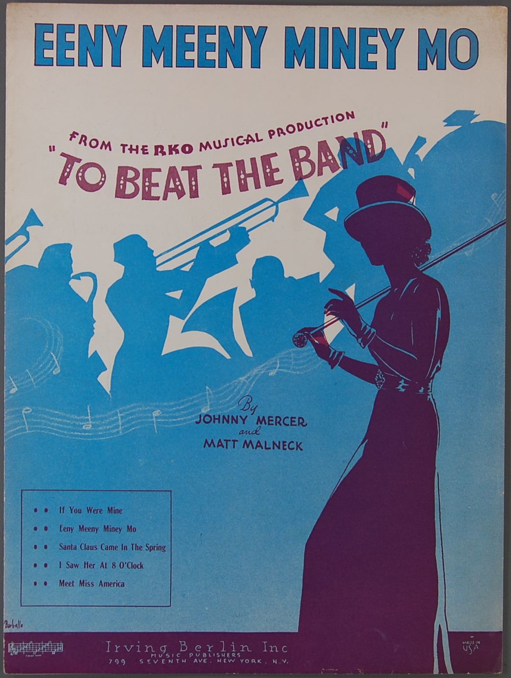 Eeny Meeny Miney MO Mercer Malneck to Beat The Band Sheet Music 1935  